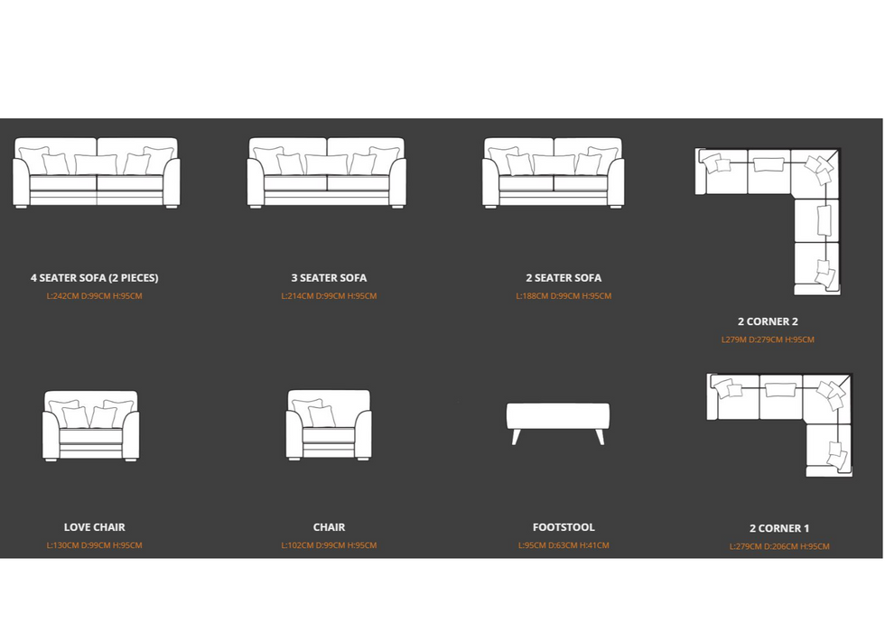 ‘Oscar’ Sofa Collection - Available In a Wide Range of Fabrics, Colours & Styles