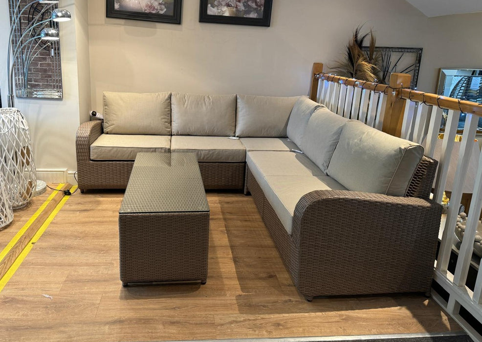 Twilight Natural Rattan Recliner Corner Sofa Coffee Table Set