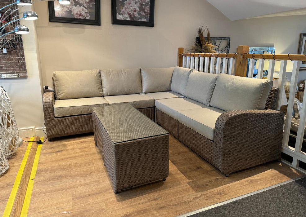 Twilight Natural Rattan Recliner Corner Sofa Coffee Table Set