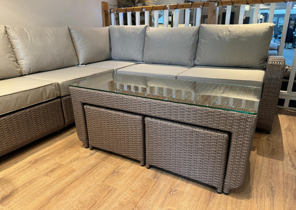 Twilight Natural Rattan Recliner Corner Sofa Coffee Table Set