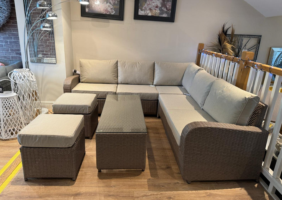 Twilight Natural Rattan Recliner Corner Sofa Coffee Table Set