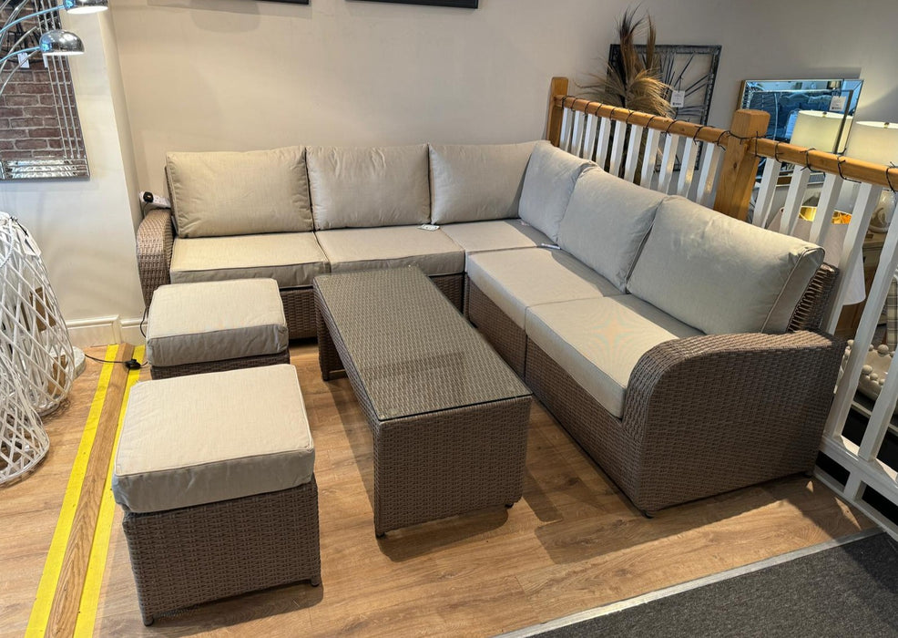 Twilight Natural Rattan Recliner Corner Sofa Coffee Table Set