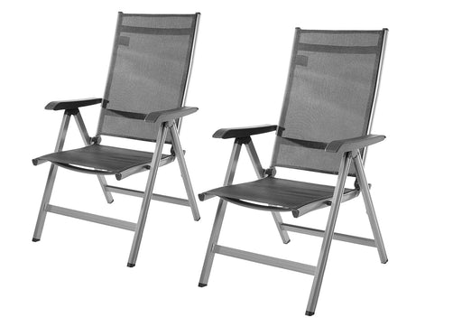 Pair of adjustable 5 adjustable reclining outdoor garden patio chairs