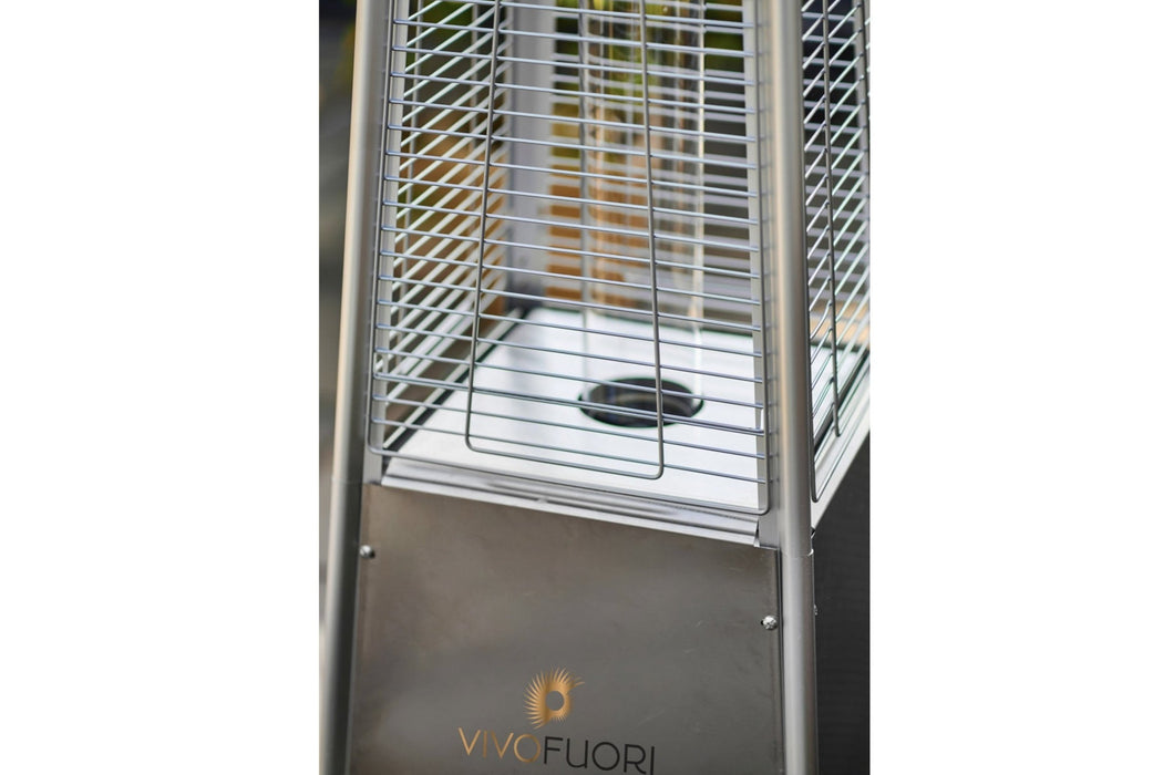 Pyramid Glass Tube Flame Gas Patio Heater 13KW Stainless Steel