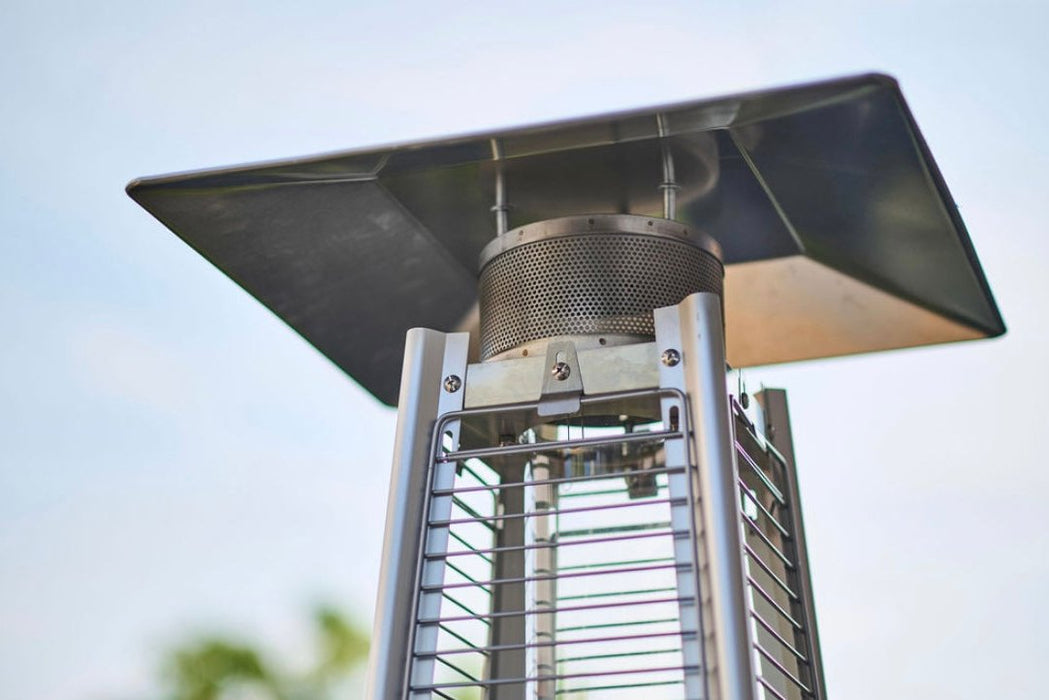 Pyramid Glass Tube Flame Gas Patio Heater 13KW Stainless Steel