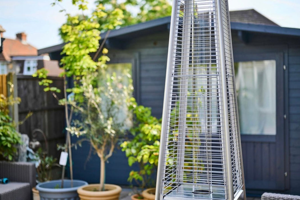 Pyramid Glass Tube Flame Gas Patio Heater 13KW Stainless Steel