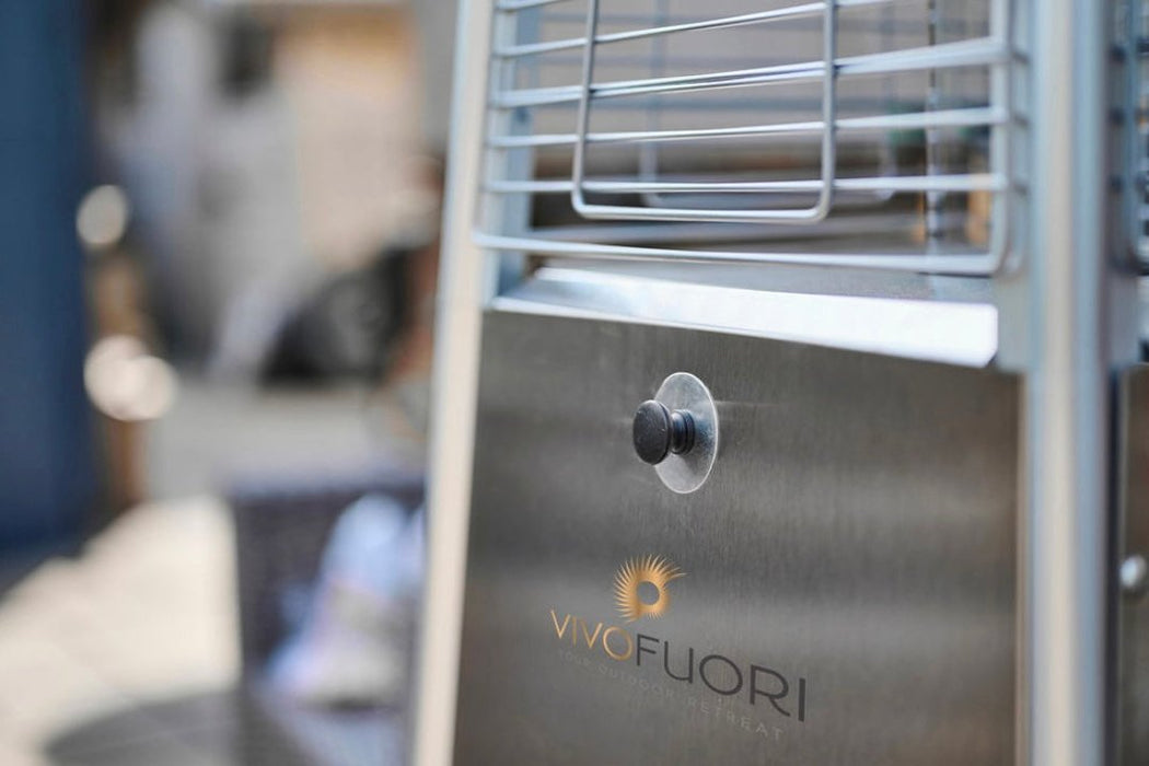 Pyramid Glass Tube Flame Gas Patio Heater 13KW Stainless Steel