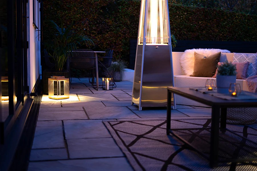 Pyramid Glass Tube Flame Gas Patio Heater 13KW Stainless Steel