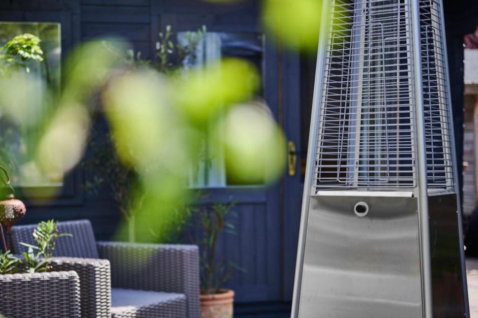 Pyramid Glass Tube Flame Gas Patio Heater 13KW Stainless Steel