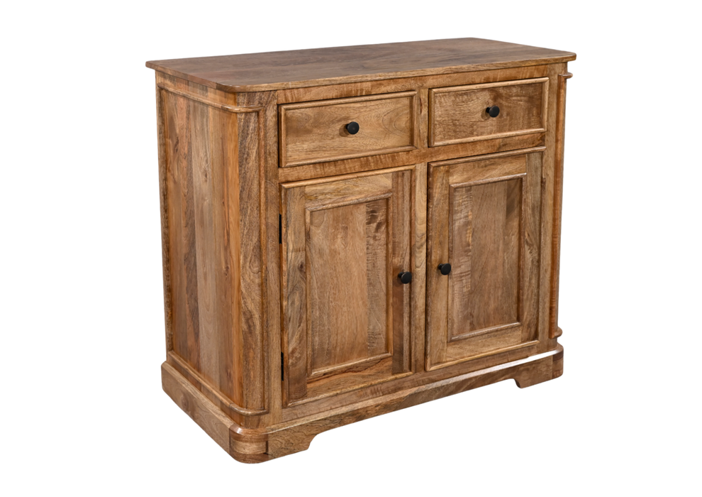 Roostwood 'Clent' Modern Solid Mango Wood Small 2 Door 2 Drawer Sideboard