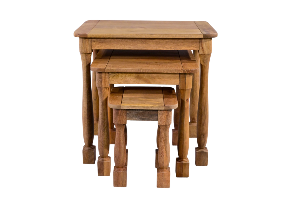 Roostwood 'Clent' Modern Solid Mango Wood Occasional Nest Of 3 Side Tables