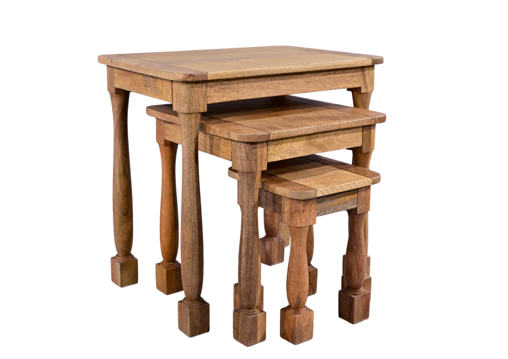 Roostwood 'Clent' Modern Solid Mango Wood Occasional Nest Of 3 Side Tables