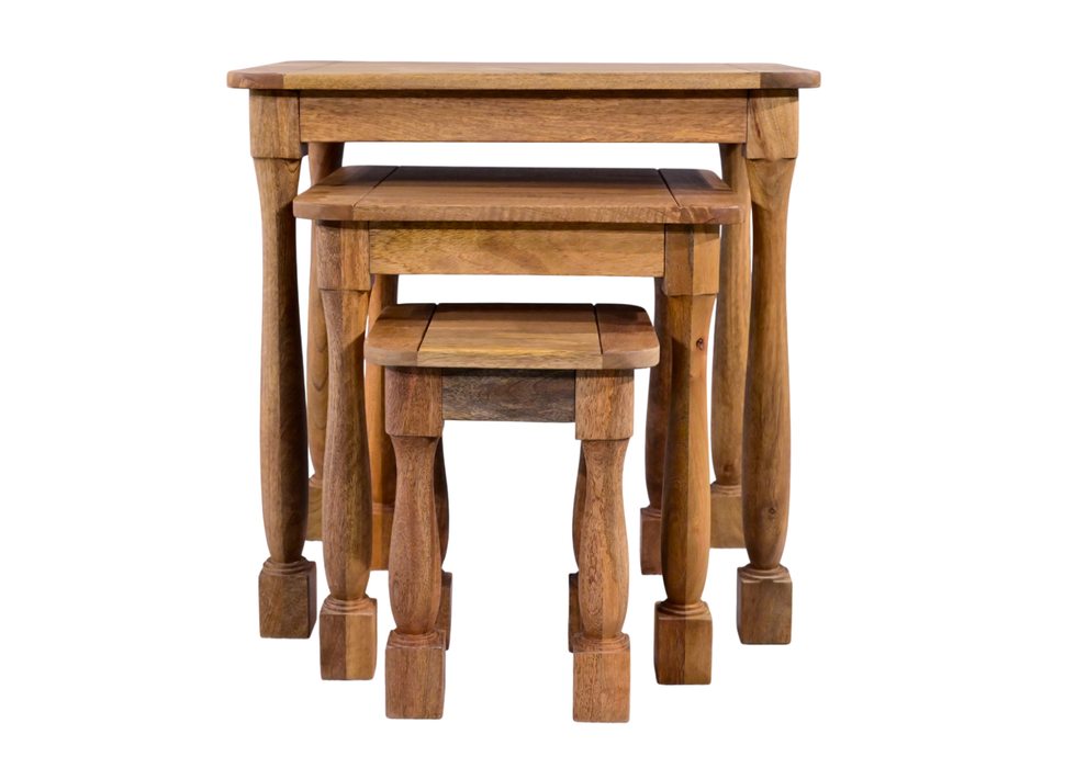 Roostwood 'Clent' Modern Solid Mango Wood Occasional Nest Of 3 Side Tables