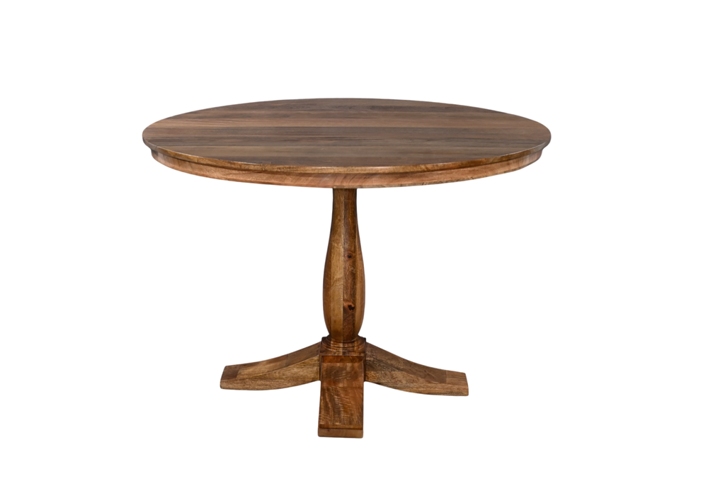 Roostwood 'Clent' Modern Solid Mango Wood Large 110cm Round Dining Table