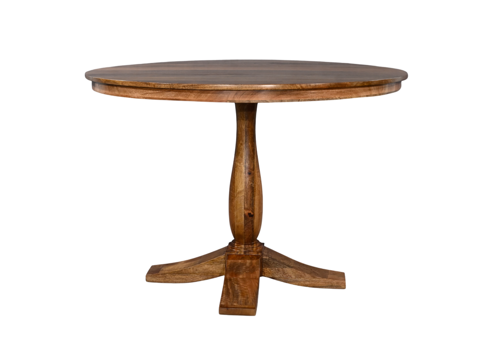Roostwood 'Clent' Modern Solid Mango Wood Large 110cm Round Dining Table