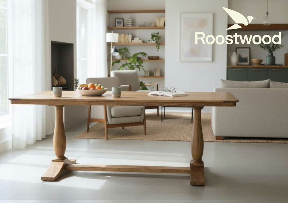Roostwood 'Clent' Modern Solid Mango Wood Large 2m Dining Table