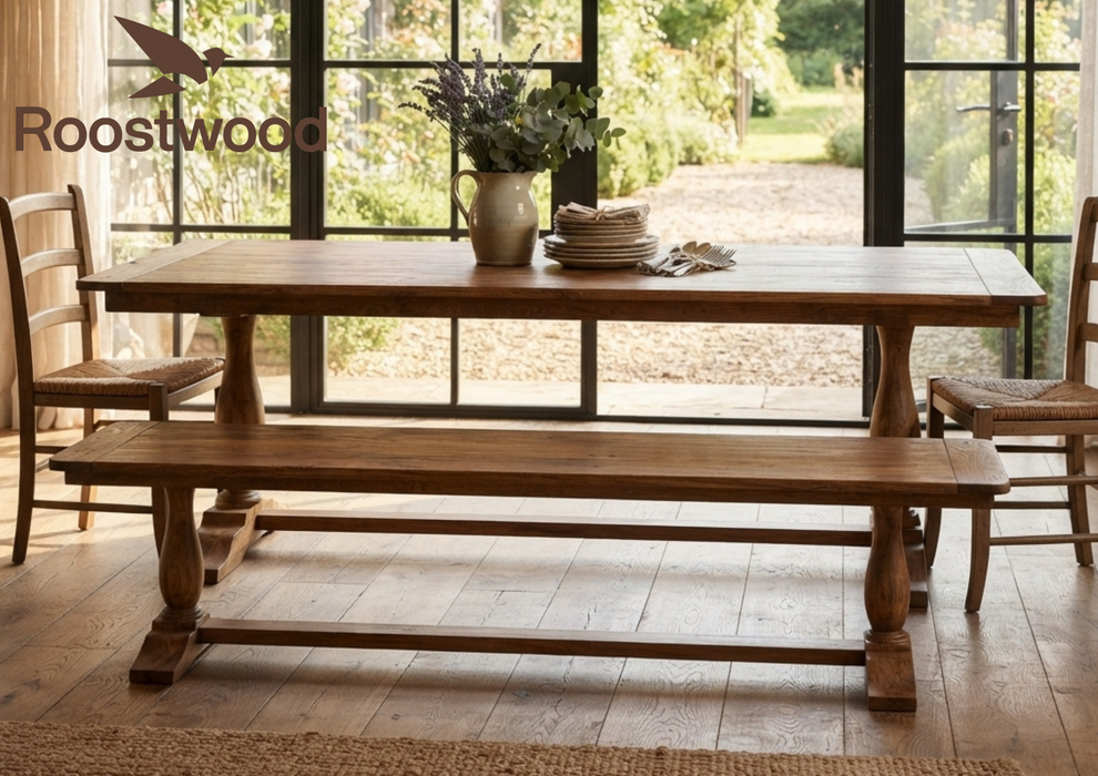 Roostwood 'Clent' Modern Solid Mango Wood Large 2m Dining Table