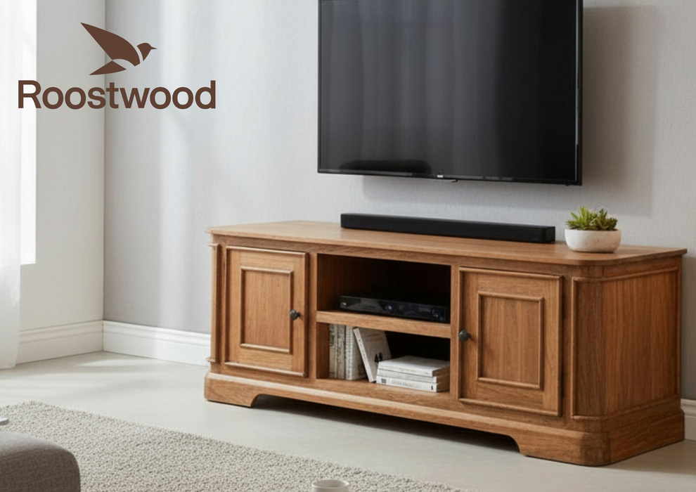 Roostwood 'Clent' Modern Solid Mango Wood Large Plasma TV Unit