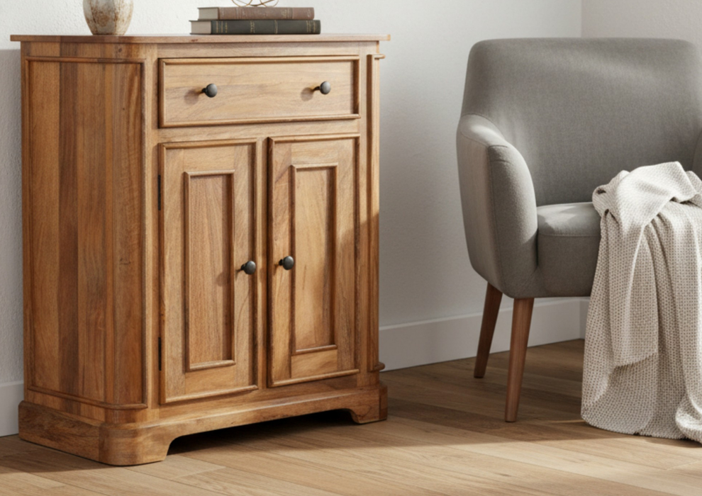 Roostwood 'Clent' Modern Solid Mango Wood Small Hall Cabinet Sideboard