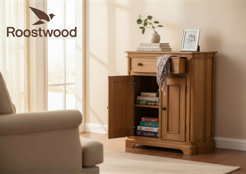 Roostwood 'Clent' Modern Solid Mango Wood Small Hall Cabinet Sideboard
