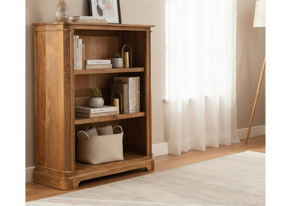 Roostwood 'Clent' Modern Solid Mango Wood Small Bookcase Storage Unit