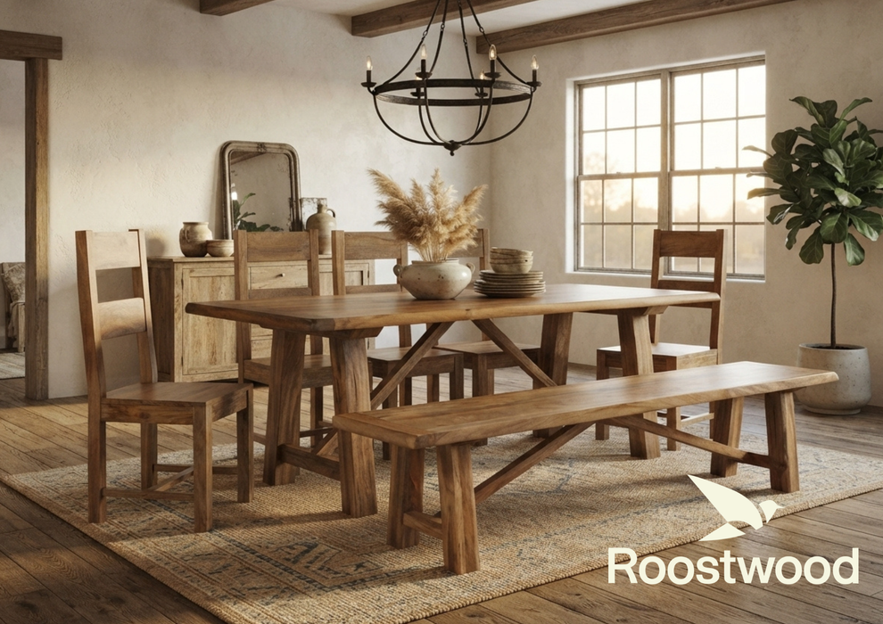 Roostwood 'Enville' Solid Chunky Mango Wood Large Dining Table