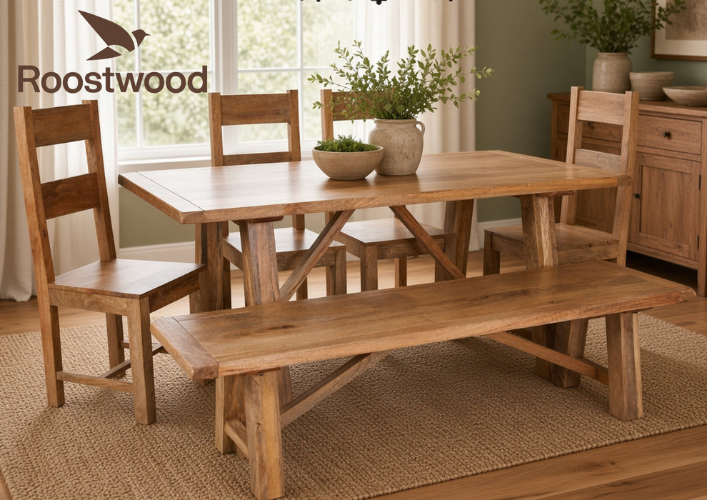 Roostwood 'Enville' Solid Chunky Mango Wood Medium Dining Bench