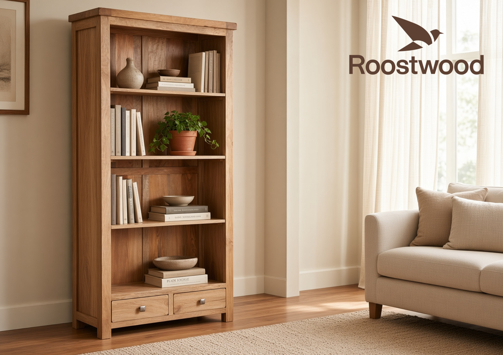 Roostwood 'Enville' Solid Chunky Mango Wood Large Bookcase