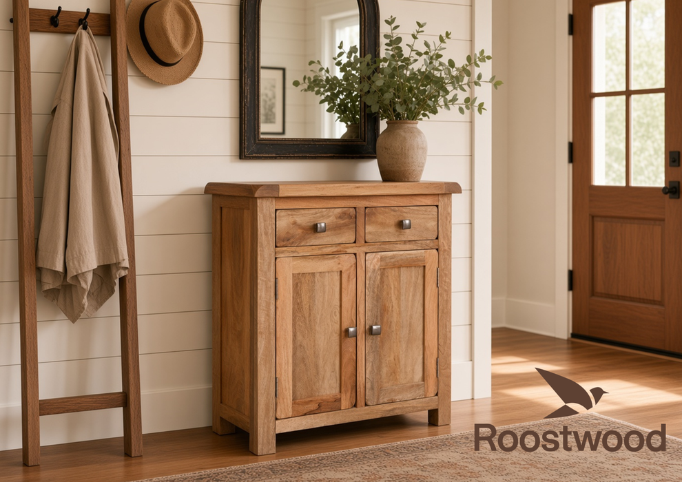 Roostwood 'Enville' Solid Chunky Mango Wood Hall Cabinet / Small Sideboard
