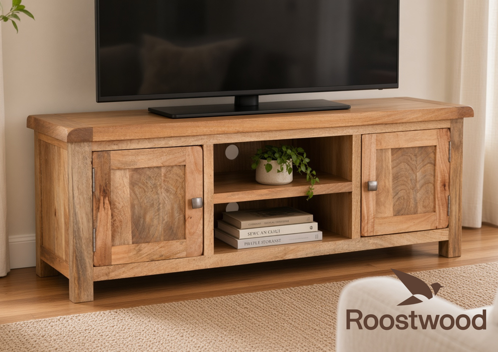 Roostwood 'Enville' Solid Chunky Mango Wood Plasma TV Unit