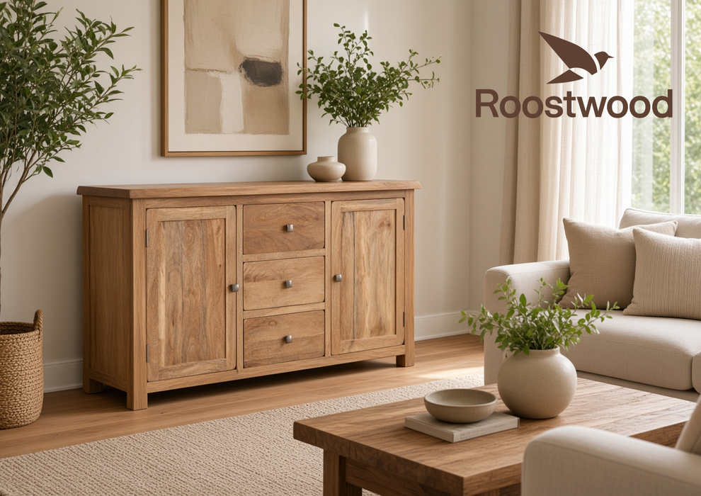 Roostwood 'Enville' Solid Chunky Mango Wood Large 2 Door Sideboard
