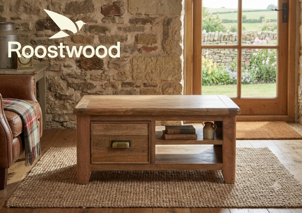 Roostwood 'Kinver' Rustic Solid Mango Wood Occasional Coffee Table / TV Unit