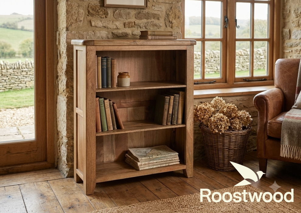 Roostwood 'Kinver' Rustic Solid Mango Wood Small Bookcase Storage Unit