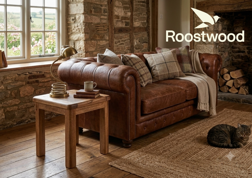 Roostwood 'Kinver' Rustic Solid Mango Wood Lamp / Side Table