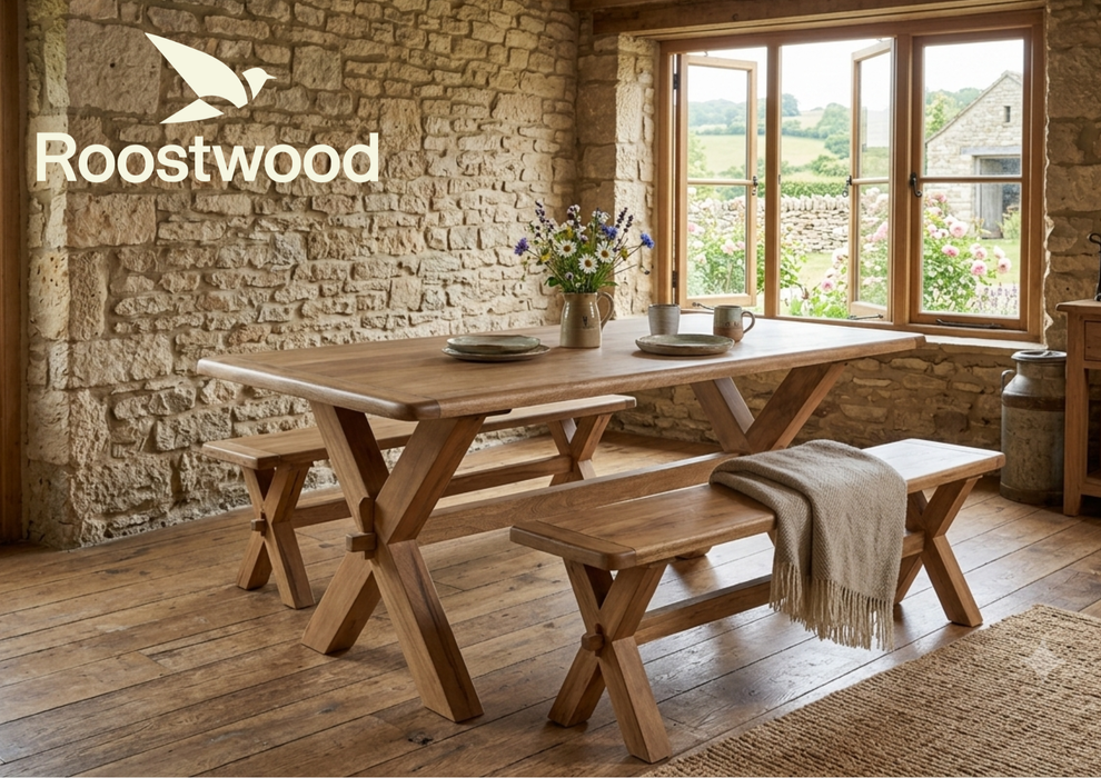 Roostwood 'Kinver' Rustic Solid Mango Wood Large 2m Dining Table