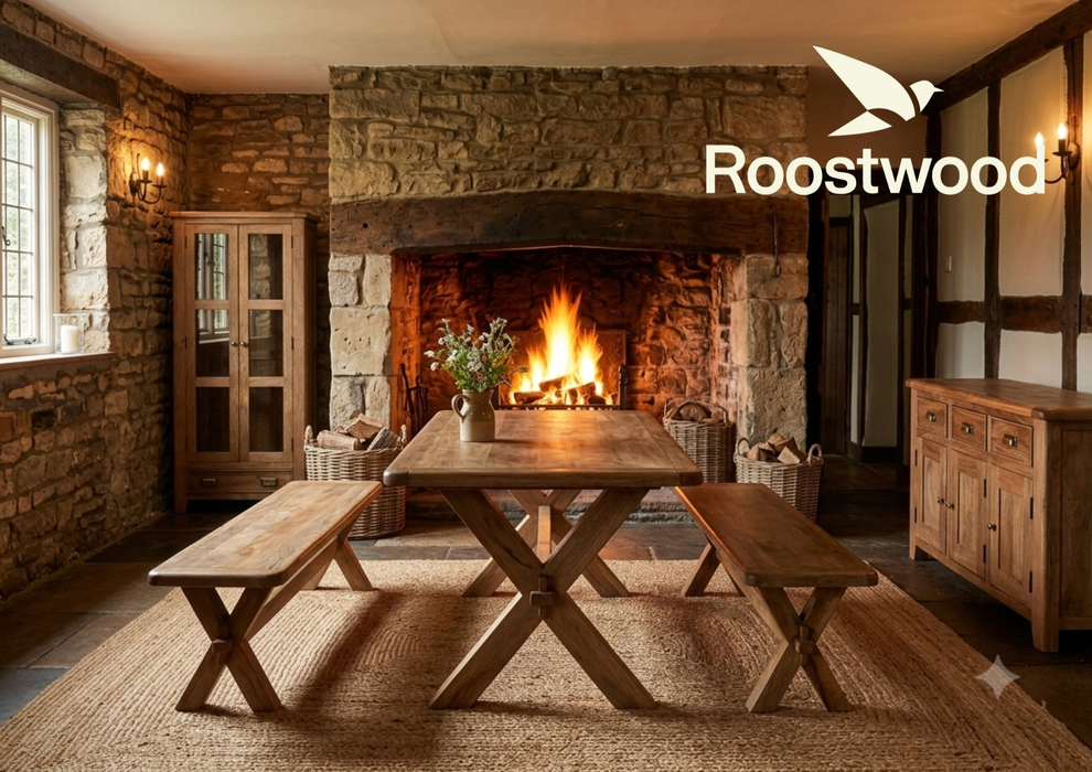Roostwood 'Kinver' Rustic Solid Mango Wood Large 2m Dining Bench