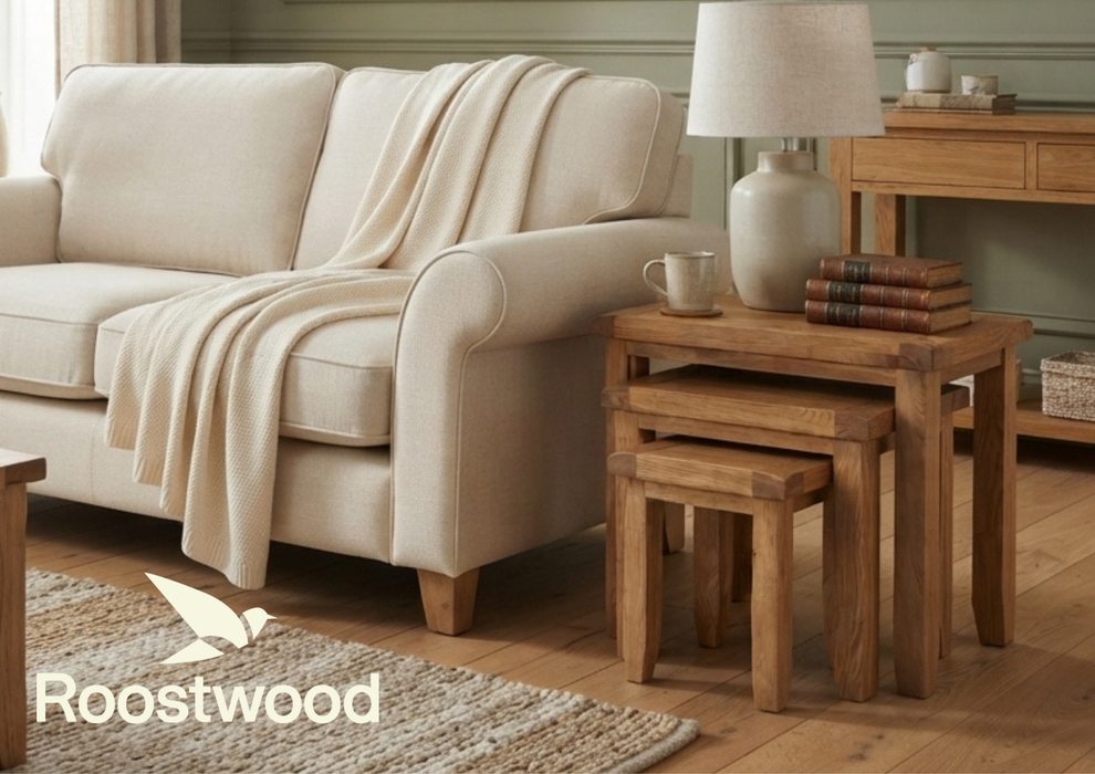 Roostwood 'Malvern' Country Oak Nest Of 3 Side Tables