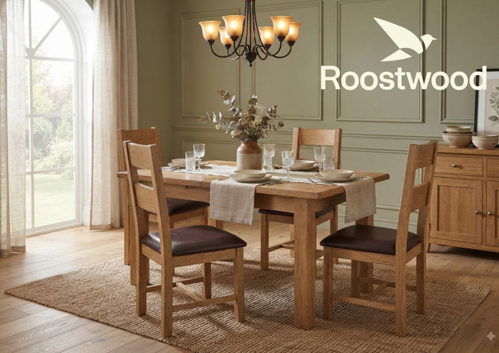 Roostwood 'Malvern' Country Oak 1.2 Extending Dining Table