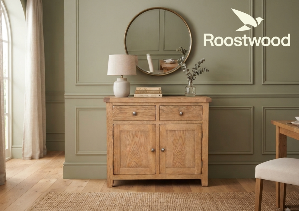 Roostwood 'Malvern' Country Solid Oak 2 Door Medium Sideboard