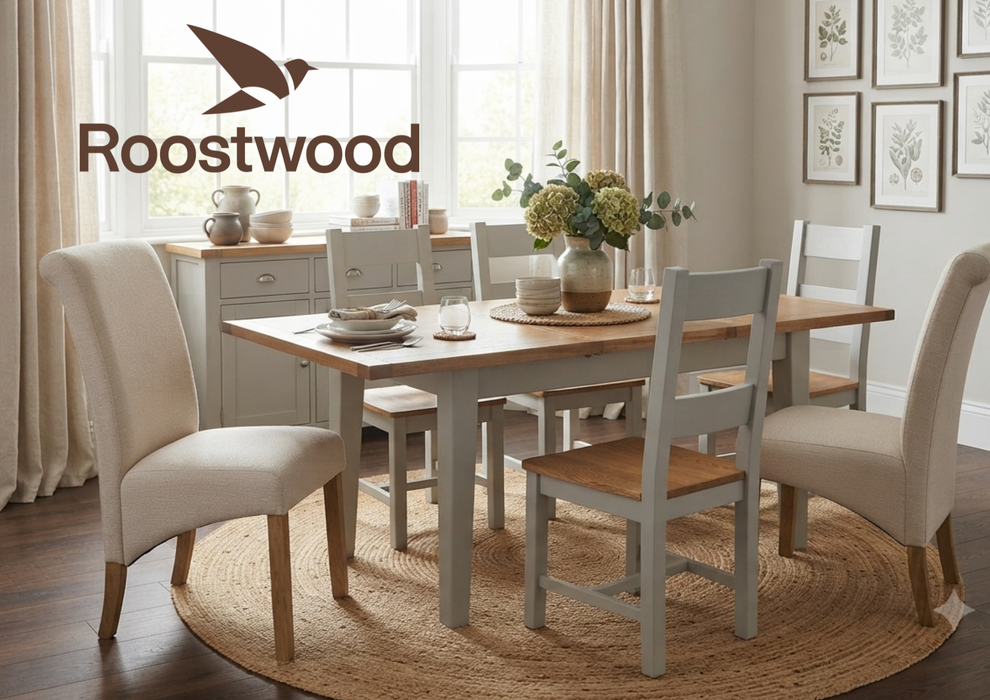 Roostwood 'Malvern' Grey Painted Oak 1.2 Extending Dining Table