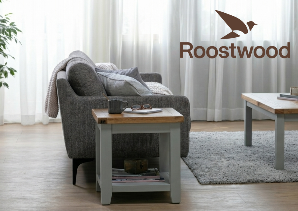 Roostwood 'Malvern' Grey Painted Oak Lamp / Side Table