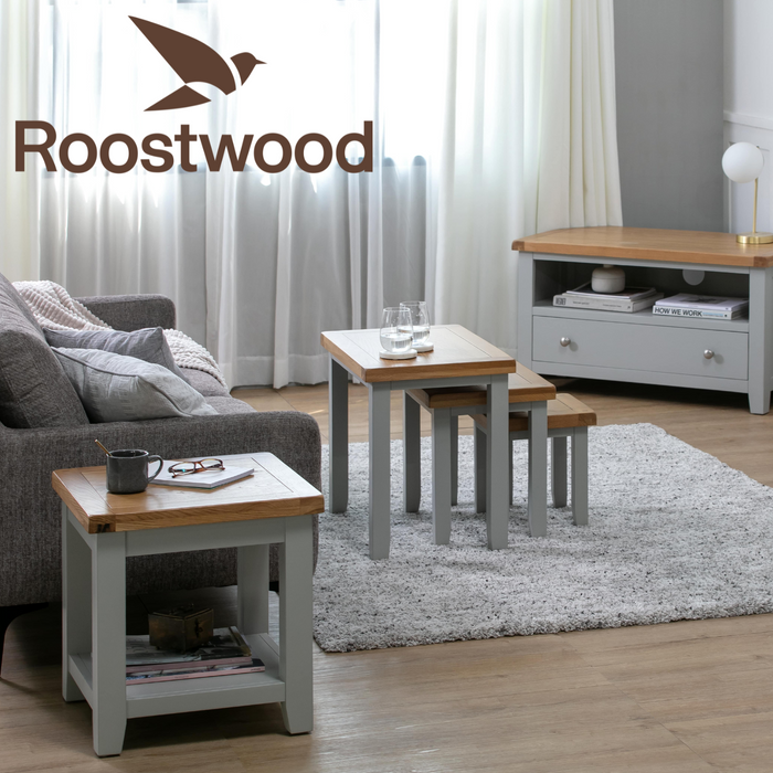 Roostwood 'Malvern' Grey Painted Oak Nest Of 3 Side Tables