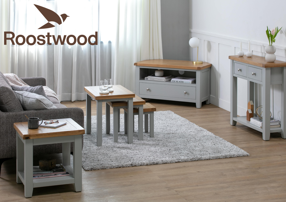 Roostwood 'Malvern' Grey Painted Oak Corner TV Unit