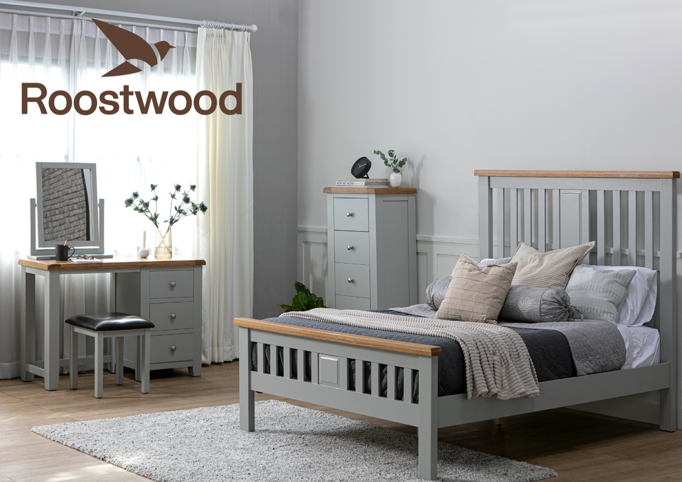 Roostwood 'Malvern' Grey Painted Oak Double Bed Frame