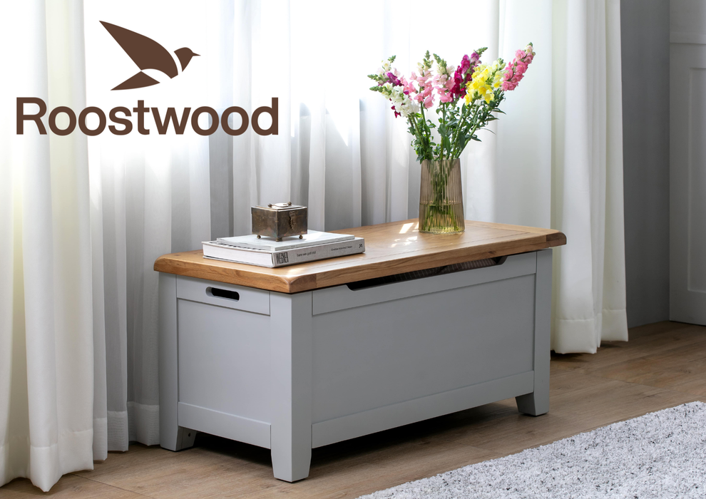 Roostwood 'Malvern' Grey Painted Oak Blanket Box / Ottoman