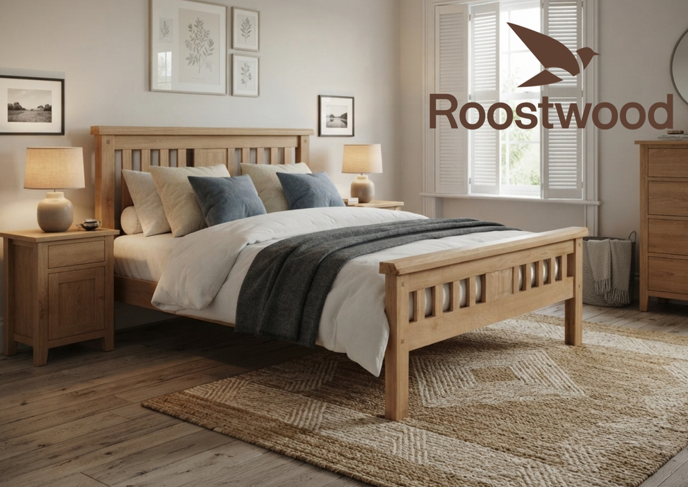 Roostwood 'Malvern' Natural Solid Oak King Size Bed Frame