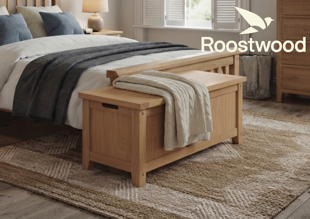 Roostwood 'Malvern' Natural Oak Blanket Box / Ottoman