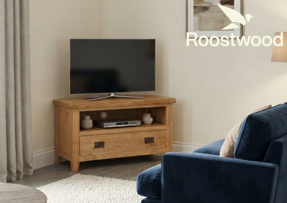 Roostwood 'Malvern' Natural Oak Corner TV Unit