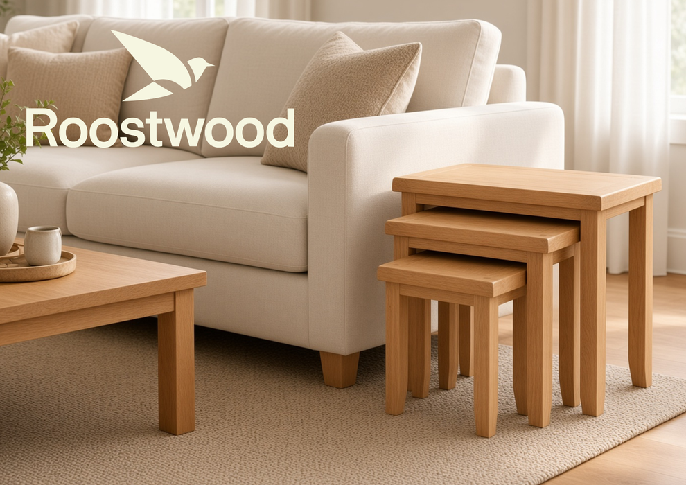 Roostwood 'Malvern' Natural Oak Nest Of 3 Side Tables