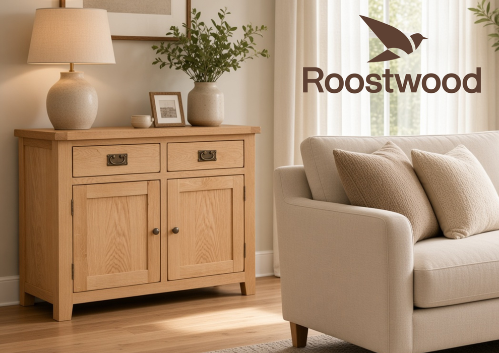 Roostwood 'Malvern' Natural Solid Oak 2 Door Medium Sideboard
